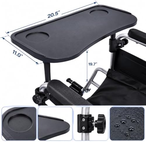 Wheelchair Tray Table with Cup Holders, Universal Lap Desk for Activities image 5