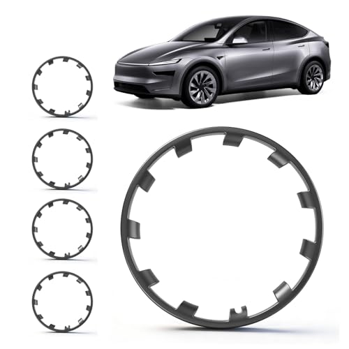 4+1 Spare Set Wheel Rim Protector Hubcaps Fit for Tesla Model Y 21 Inch Hubcaps Uberturbine Wheels Rim Cover Tire Trim Rings 5PCS Model Y AccessoriesGunmetal Gray