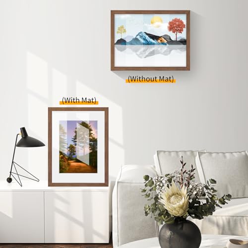 puthiac 9x12 Oak Wood Picture Frams - Minimalist 9x12 Oak Wood Frames, 9"x12" Picture Frame Wood, Natural Solid Wooden Picture Frames for Wall Art Photo and Prints(3 Pack, Walnut)