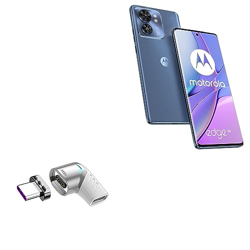 BoxWave Adapter Compatible with Motorola Edge 40 - MagnetoSnap PD Angle Adapter, Magnetic PD Angle Charging Adapter Device Saver - Metallic Silver