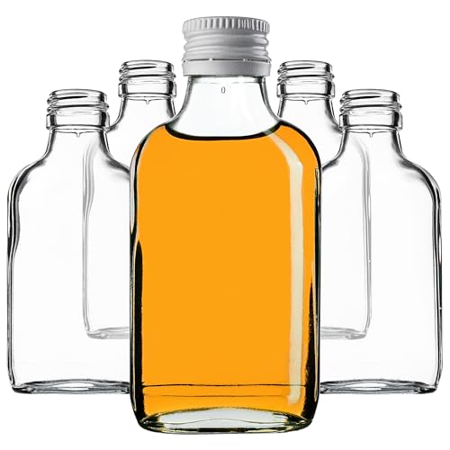 KADAX 50er Set Flachmann 100ml, kleine Glasflaschen mit Schraubverschluss, Fläschchen, leere Flaschen zum Befüllen, mini Likörflaschen… – Ansicht 1