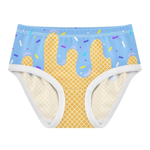 Little Girls' Soft Cotton Underwear Kids Breathable Comfort Blue Ice Cream Panties Briefs Toddler