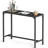 ODK 39 Inch Outdoor Bar Table, Patio Counter Bar Height Table with Weather Resistant Waterproof Top for Hot Tub Garden, Yard, Balcony, Poolside, Indoor (Black)