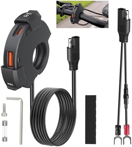 Presa USB Per Moto 12V - Caricabatterie QC3.0 18W USB-A + 30W PD Type-C