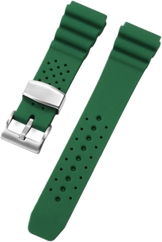 20mm 22mm Silicone Rubber Watch Strap Fit for Seiko Band Water Ghost Diving Soft Bracelet Women Men Wristband Watch Accessories(Green,22mm)