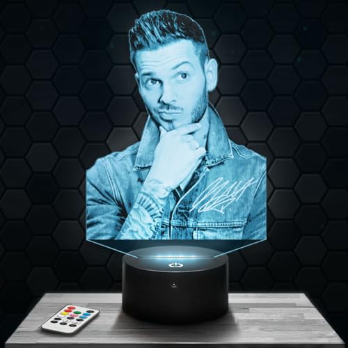 Lampephoto.fr - Lampe 3D M. Pokora Idée Cadeau Fan Chanson Française, Veilleuse Tactile Led Illusion, Effet Hologramme 3D, Idée Cadeau Noël Anniversaire Homme et Femme TOP
