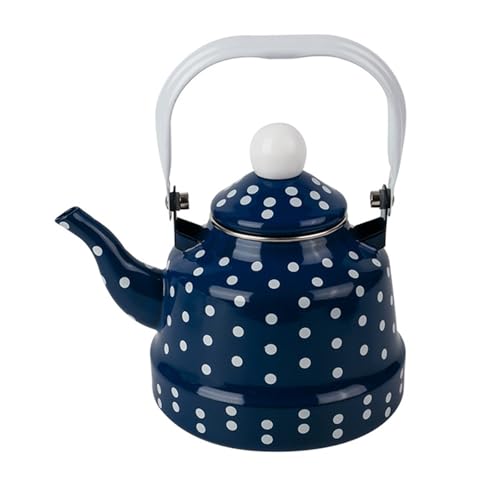 Bouilloire en émail bleu dotée d'une poignée ergonomique pliable pour un service précis