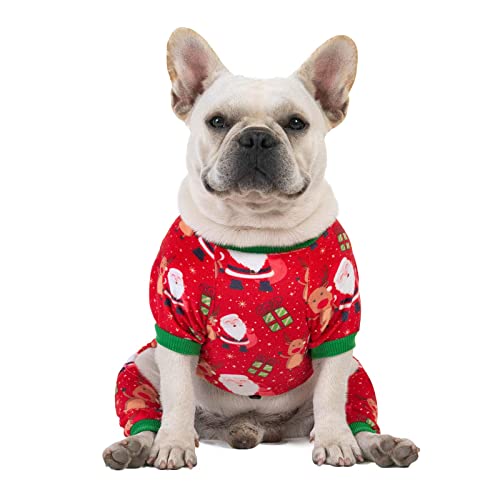 Image of CuteBone Small Dogs Christmas Outfit Soft Puppy Onesies Pjs Dog Pajamas Pet Coat Cat Apparel Comfy Doggie Jumpsuit Bodysuit for All Seasons