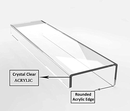 Jansburg Floating Shelves 15 Inch Acrylic Wall Ledge Shelves Clear 4 Pack Invisible Display Bookshelf, 5Mm Thick Premium Wall Mounted Shelf Bathroom Display Organizer #TOP4
