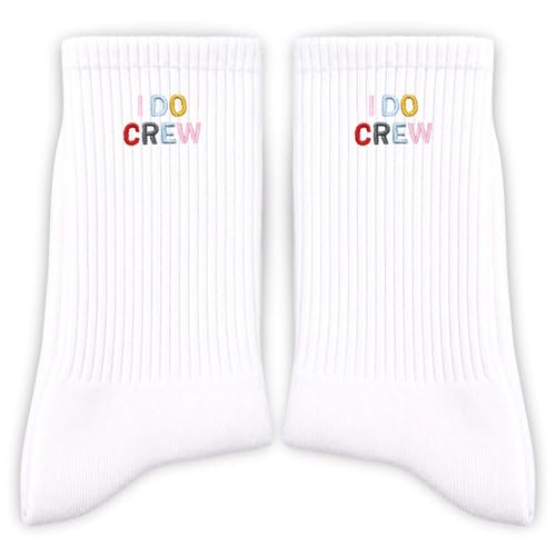 AYQJCBGC I Do Crew Bridesmaid Socks, Colorful Embroidered Wedding Accessories for Women, Bachelorette Party Favor, Matching Bridesmaid Gift for Getting Ready or Bridal Shower(126)