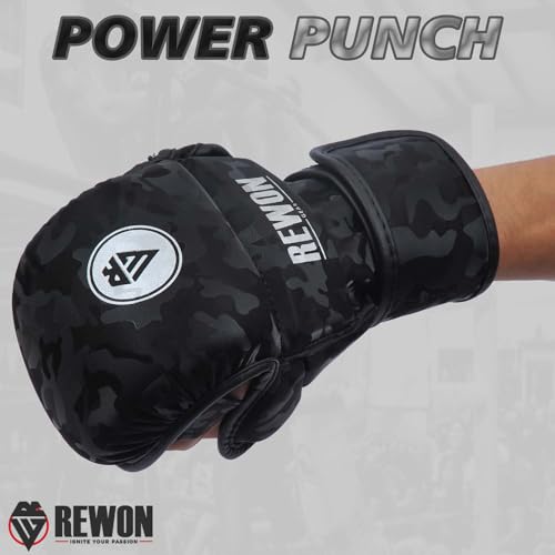 Foto von Rewon MMA Handschuhe - Sparring Grappling Handschuhe für Männer Damen, Hybrid Palm Kickboxen Kampfsport Training handschude