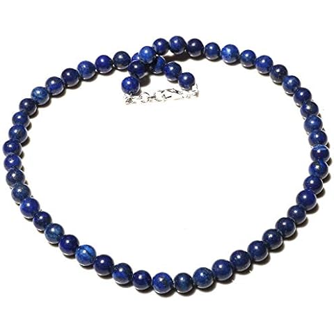 Genuine Lapis Lazuli Gemstone 18" (Inch) Strand Necklace For Women Fashion Jewellery 925 Sterling Silver Modern Designer 8 Mm Beads Necklace Handmade By Artisans Cover