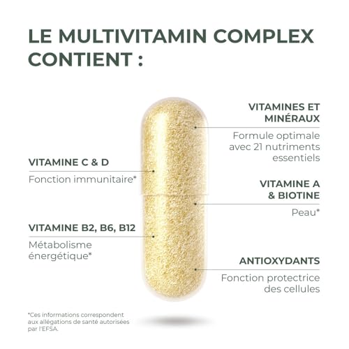 Complexe multivitaminé de Primal Harvest - Complément alimentaire quotidien à base de biotine, de zinc et de vitamines, à dosage élevé, pour hommes et femmes, 30 capsules – Image 5