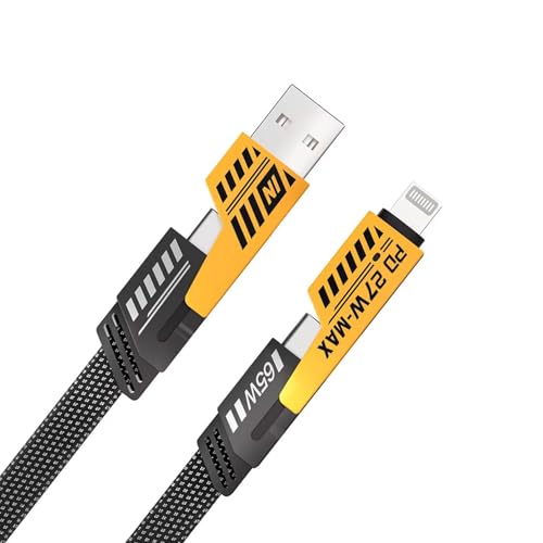 Genérico 4 en 1 Cable Multiple Cargador, 1M Nylon USB Carga Rápida 480Mbps Cabo USB C Fast Charging USB A/USB C a 65W Tipo C + 27W PD Cable Tipo C