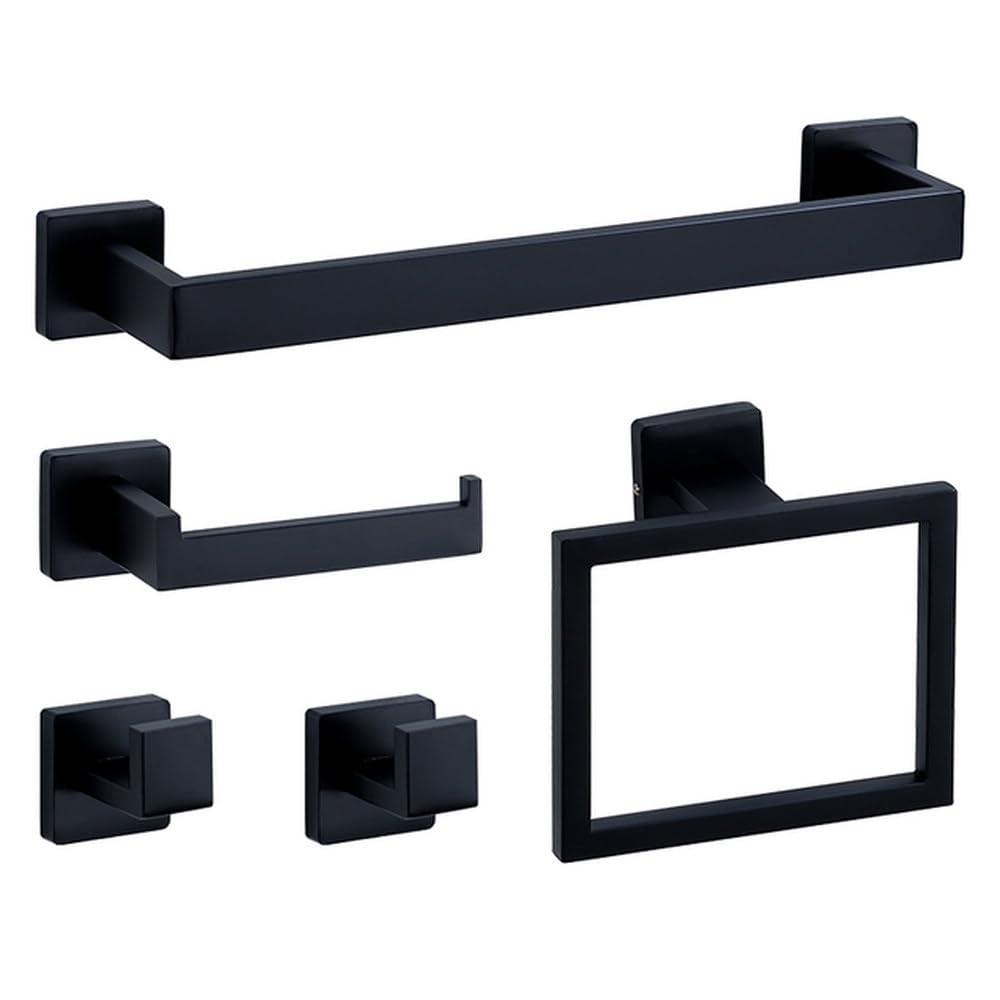Anneau porte-papier et crochet peignoir or noir pour optimiser la douche