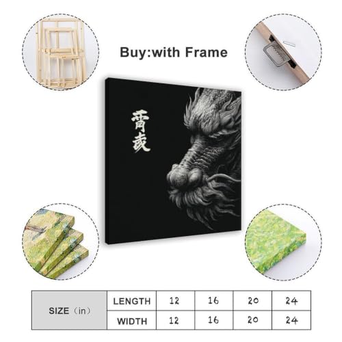Impression sur toile dragon monochrome haut de gamme