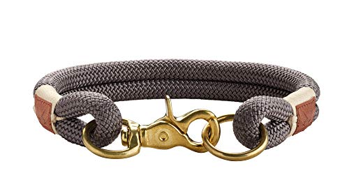 HUNTER Sansibar RANTUM Verstellbare Führleine für Hunde, modern, nautisch, 1 x 200 cm, grau & Sansibar Rantum Halsung, Hundehalsband, Tau, modern, nautisch, 55 (L), grau