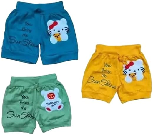 Kids Clothing' Girls Cotton Summer Shorts Soft &amp; Breathable Casual Elastic Waist Comfort Fit_Pack of 3 Multicolor_13