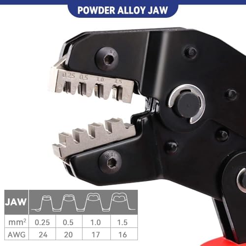 Image of SN-58B Non-insulated 24-16 AWG Open Barrel Crimping Tool 0.25-1.5mm, Ratcheting Crimper for Dupont Molex JST TE Terminals & EPC PCIE SATA Pins