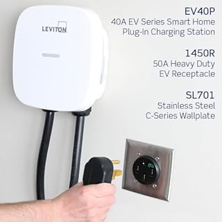 Leviton EV Charging Receptacle 50 Amp, 1450R-0B0, Black