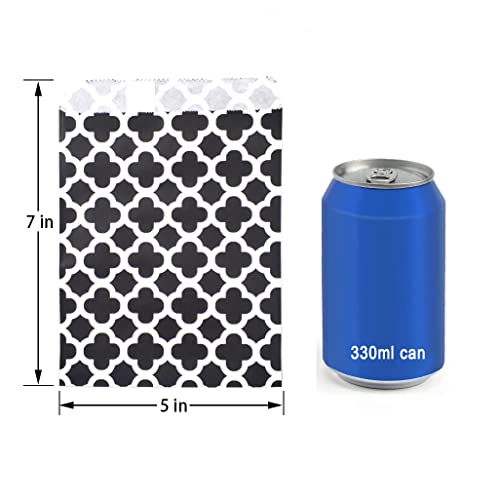 Kiyoomy 100 Pcs Candy Buffet Bags Small Paper Treat Bags (Black, 5 Inch X 7 Inch) #TOP1