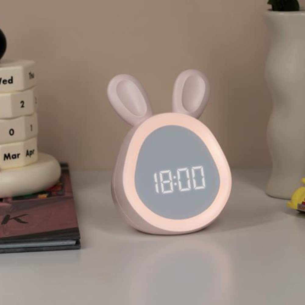 Baby-Nachtlicht Wecker mit Kaninchenlampe, LED-Smart-Nachttischlampe für Babys, Mädchen, Neugeborene - Niedliche Schlafzimmer-Dekoration