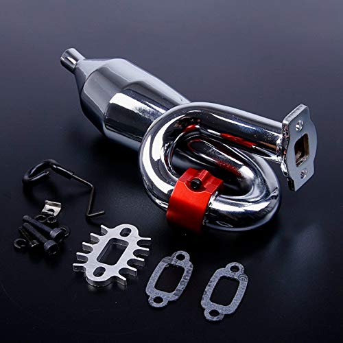 JVSISM Chrome Resonant Tube Tuned Pipe Exhaust Pipe General for 1/5 HPI Baja 5B Ss 5T 5Sc Motor Rc Car Tuned Pipe Exhaust - Thumbnail 5