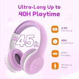 EarFun Słuchawki Bluetooth dla dzieci, regulacja głośności 74/85/94 dB, dźwięk Hi-Fi, mikrofon HD, bateria 45 h, składane, regulowane, bezprzewodowe słuchawki Bluetooth dla dzieci, dla dzieci