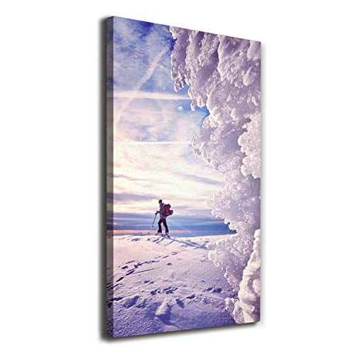 Peintures sur toile skieur bleu 60x120 finitions haut de gamme Tulup