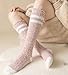 Women Fluffy Cozy Socks, Cute Knee High Stockings for Women, Cozy Coral Fleece Slipper Socks (3 Pairs-G,One Size)