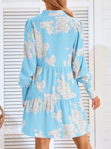 Image of Imily Bela Womens Fall Long Sleeve Tunic Dress Casual V Neck Tiered Dress