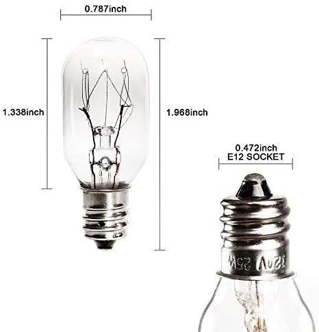 6 Pack Salt Lamp Bulbs,Plug in Wax Warmer Bulbs,Incandescent Bulbs,Replacement Light Bulbs for Himalayan Salt Lamps and Plug in Wax Diffuser,Salt Night Lights 25 Watt E12 Socket