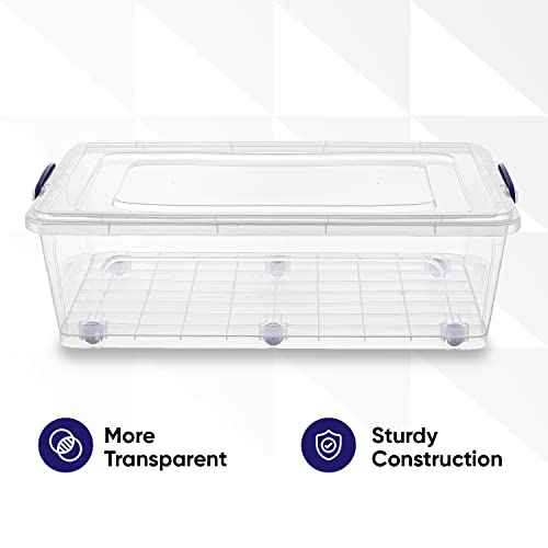 Image of Superio Storage Bins with Lids, Clear Plastic Containers for Organizing, Stackable Totes, BPA Free, Odor Free, Organizer Boxes for Home, and Dorm (4 Pack, 42 Quart)