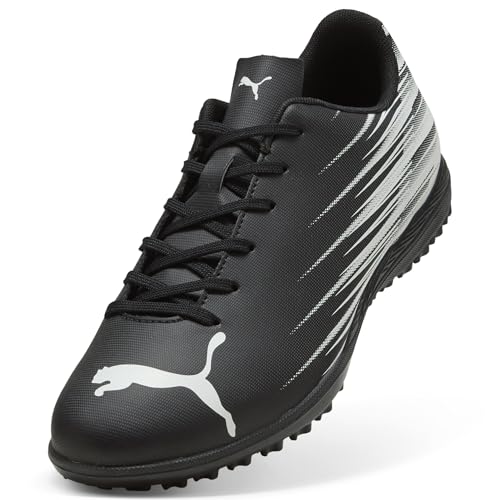 PUMA Men's ATTACANTO Turf Trainer Soccer Cleat Sneaker, Black White, 142
