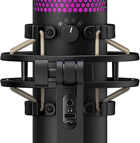 Image of HyperX QuadCast S - RGB USB Condenser Microphone for PC, PS4, PS5 and Mac, Anti-Vibration Shock Mount, 4 Polar Patterns, Pop Filter, Gain Control, Gaming, Streaming, Podcasts, Kwalicable Micro SD Card