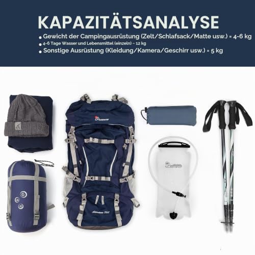 Foto von Mountaintop 70L Reiserucksack mit Regenschutz Damen Herren