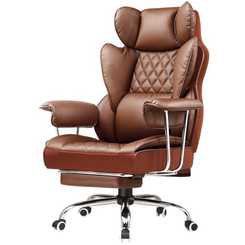 Image of GTPLAYER Gaming Chair,Office Chair with Pocket Spring Lumbar Support, Ergonomic Comfortable Wide Office Desk Computer Chair with Outward Fixed Soft Armrests and Footrest(Brown)