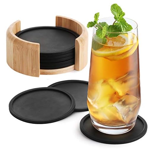 Sidorenko Posavasos de Silicona Redondos Para Vasos - Juego De 8 Incluye Caja I Posavasos De Diseño En Gris Oscuro Para Bebidas, Vasos, Bar, Vidrio I Posavasos De Mesa Premium