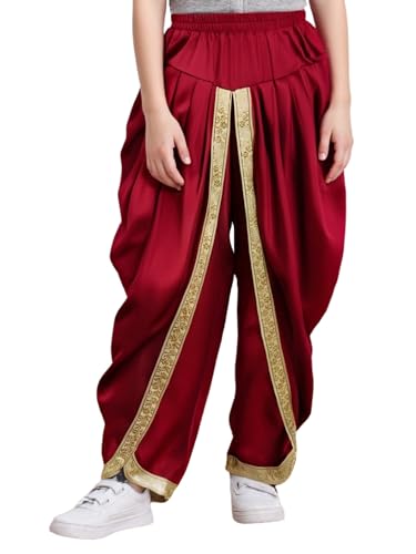 Kids Boys Satin Harem Indian Dhoti Pants Fancy Golden Border Draped Baggy Trousers Ethnic Party Wear2