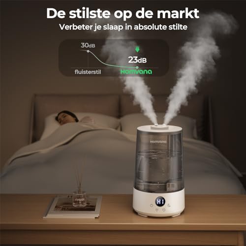 Homvana Luchtbevochtiger voor slaapkamer, 3.6Liter Cool Mist Top-Fill, 23dB Stille Werking(SilentSpray Tech), Aromadiffuser voor Babykamer, 34uur looptijd, Auto-Diffuser, 7Colors nachtlampje, BPA Free - Afbeelding 4
