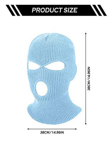 2 Pieces Knitted Full Face Cover 3-Hole Ski Mask Winter Balaclava Face Mask (Sky Blue, Pink,Adult Size) #TOP2