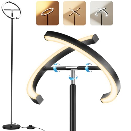 Elinkume LED Lampada da Terra con Paralume in Piume,Piantana Decorativa per Soggiorno,Lampade Terra Moderna per Camera da Letto alla Moda,Palo Della Luce Fai da Te,Base in Metallo,Interruttore Pedale