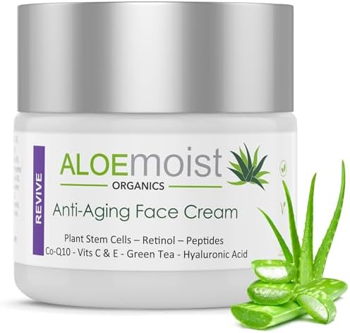 Advanced Retinol Cream for Face: Aloemoist Revive Anti Aging Face Cream for Women & Men Topical Retinoid Wrinkle Repair Day or Night Moisturizer, Organic Retinol Facial Moisturizer for Aging Skin Care