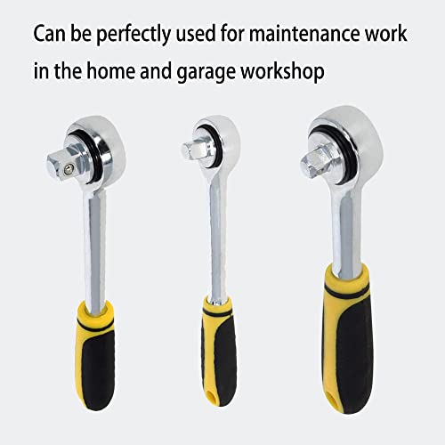 Utoolmart Ratchet Wrench, 1/4-Inch Quick-Release Offset Drive, Hand Socket Spanner Repair Tools, With Comfort Grip Rubber Handle, For Garage Workshop Mechanics, 1 Pcs #TOP6