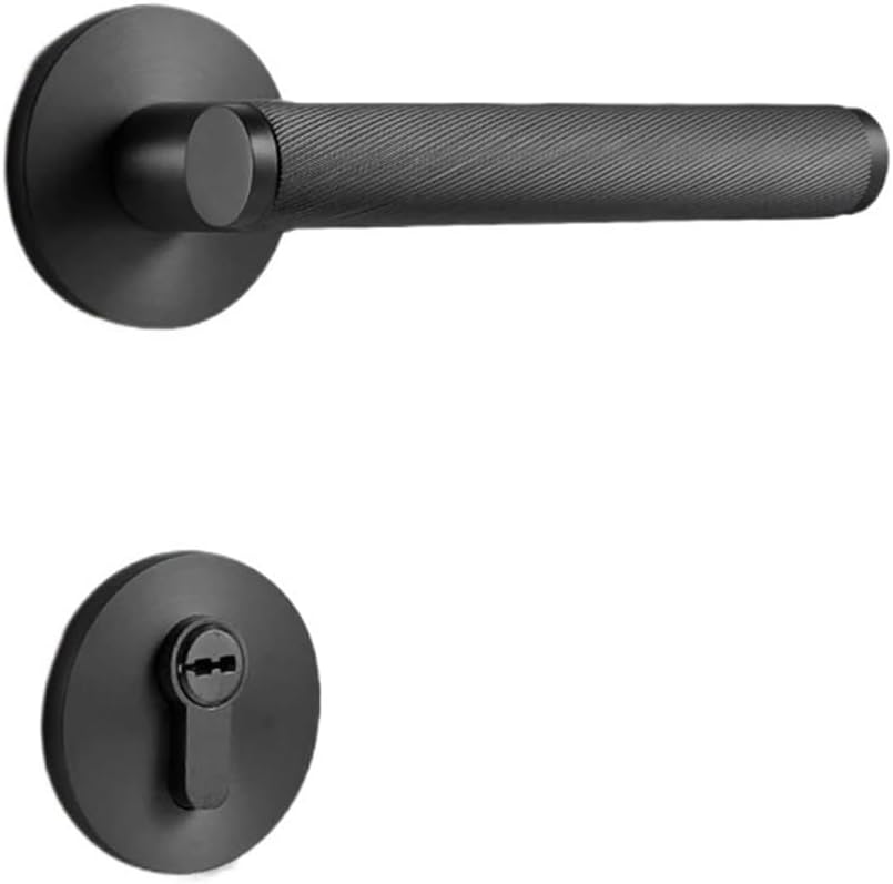 Indoor Handle Lock Bedroom Door Silent Split Anti-Insertion(Black-Mute)