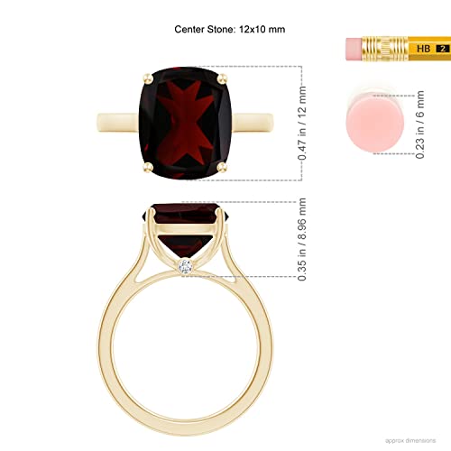 Angara Natural Garnet Solitaire Ring For Women, Girls In 14K Yellow Gold (Grade-A | Size-12X10Mm) | January Birthstone Jewelry Gift For Her | Birthday | Wedding | Anniversary | Engagement #TOP4