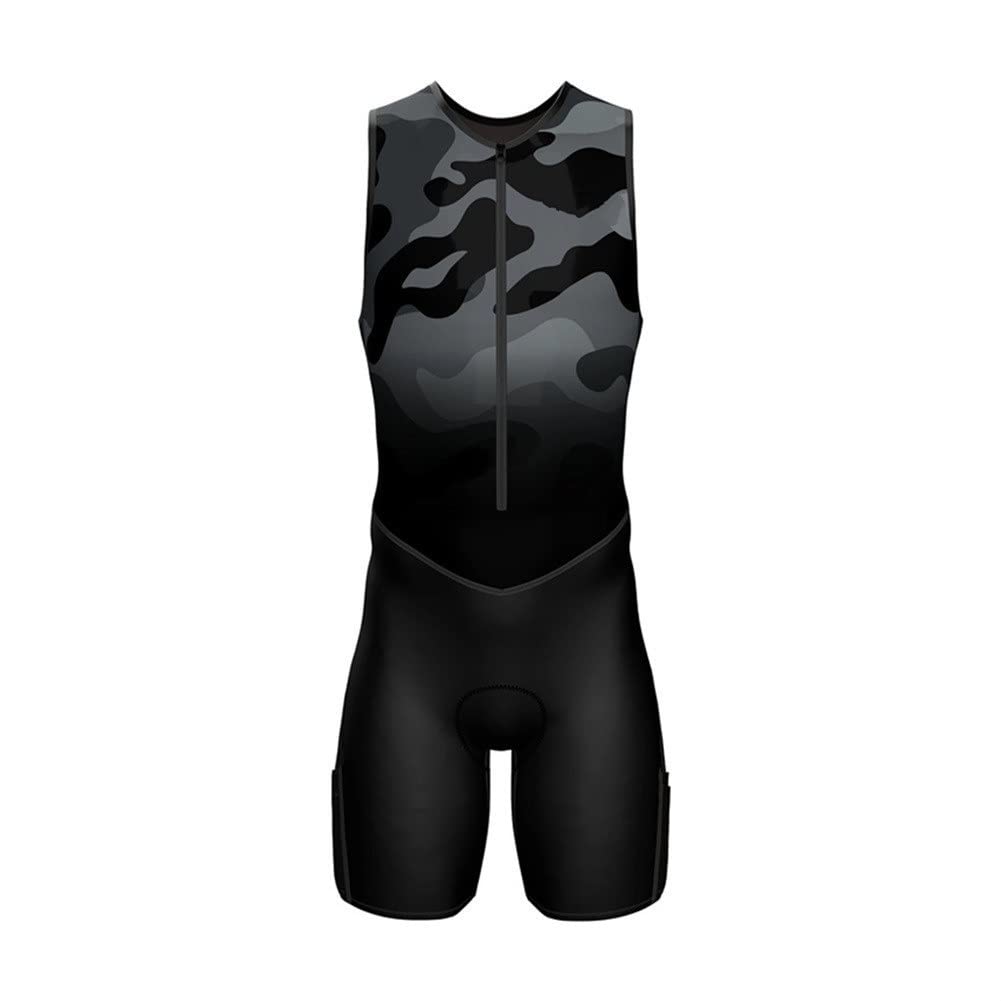 CYTSH Traje de Ciclismo Masculino Conjuntos de triatlón sin Mangas en Bicicleta de montaña en Bicicleta de montaña con Cremallera Completa 9d Gel Mono Deportivo (Color : 01, Size : XX-Small)