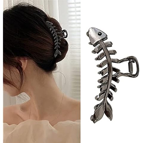 Metal Fish Bone Hair Claw Clip Cover