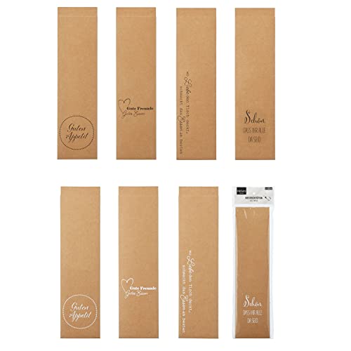 Geschenkestadl 64 Stück Bestecktüte aus Papier mit Spruch Bestecktaschen stabiles Kraftpapier
