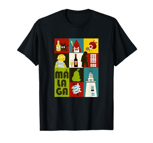 Souvenir Málaga Espetos Museo Faro Perita Semana Santa Camiseta